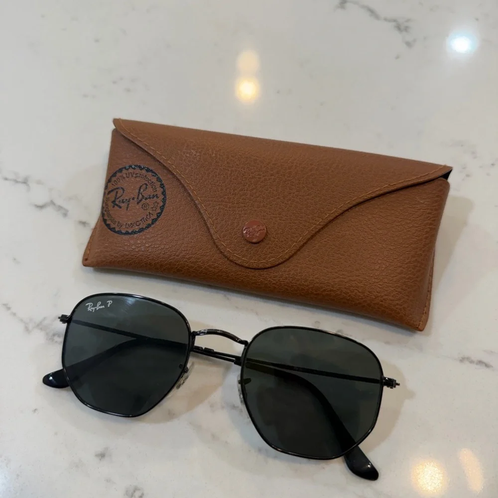 Ray-Ban Black Metal Hexagonal Sunglasses
